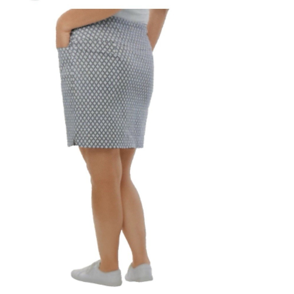 S.C. & Co. Womens MBlack White Pattern 360 Tummy Control Skort Front Pockets‎